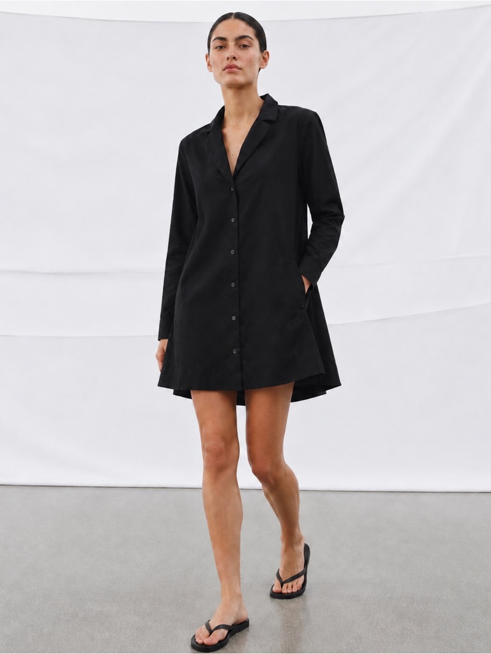 Zara NWT Black Poplin Shirt Dress Size Small